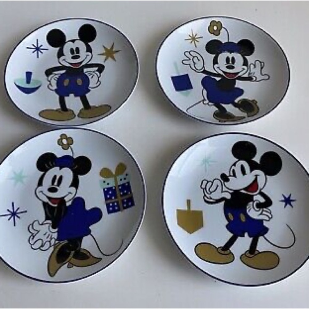 Disney Mickey & Minnie Mouse Hanukkah Celebration Appetizer Plates set o…